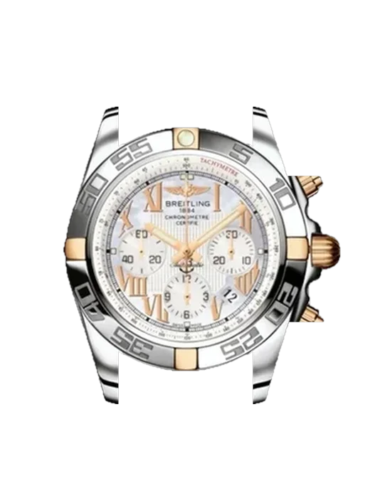 Chronomat B01 44 IB011012A693435X con Correa de piel de becerro vintage marrón — Patina natural