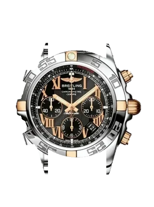 Chronomat B01 44 IB011012B957375A avec Bracelet de montre en cuir de veau vintage marron — Patine naturelle