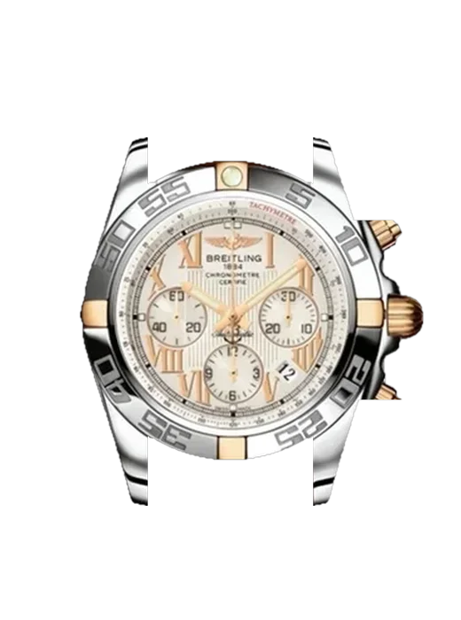 Chronomat B01 44 IB011012G677433X mit Vintage Kalbslederarmband Braun — Natürliche Patina