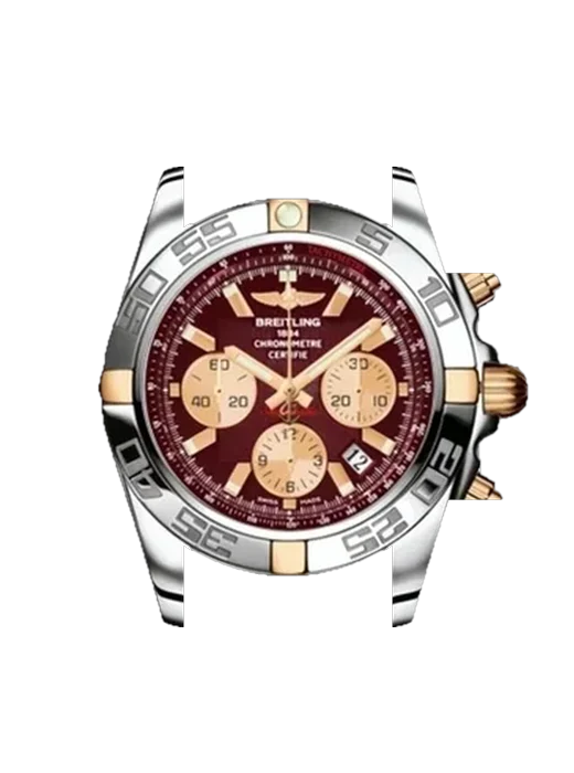 Chronomat B01 44 IB011012K524375A avec Bracelet de montre en cuir de veau vintage marron — Patine naturelle