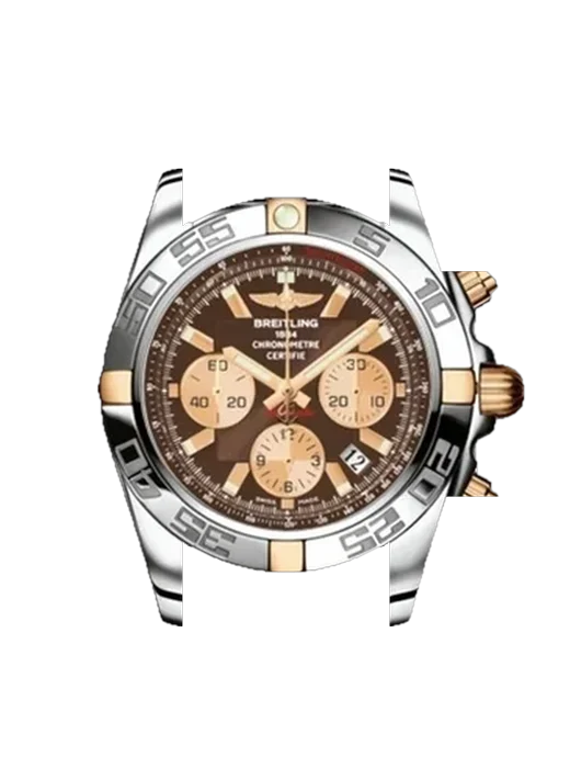 Chronomat B01 44 IB011012Q576375A avec Bracelet de montre en cuir de veau vintage marron — Patine naturelle