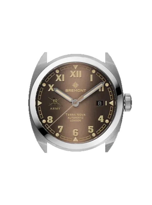 HMAF HMAF-TERRA-NOVA-40-5MM-DATE-BRACELET con Cinturino Vitello Vintage Marrone — Patina Naturale