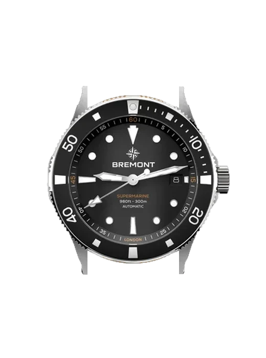 Supermarine SM40-DT-SS-BK-L-S con Cinturino Ibrido Alligatore e Caucciù Blu