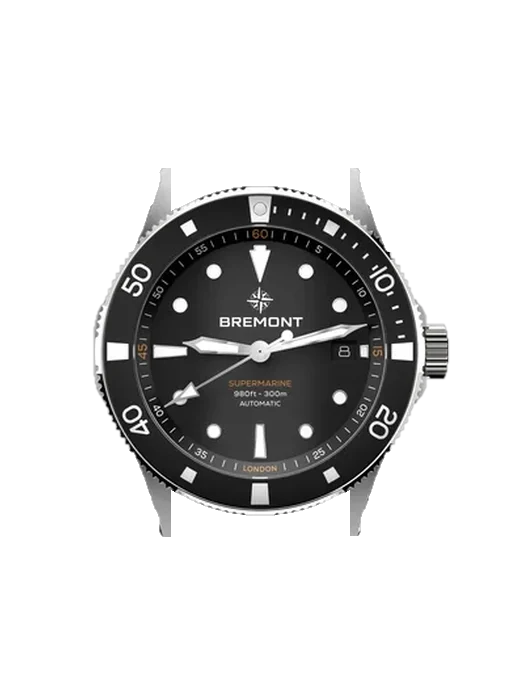Supermarine SM40-DT-SS-BK-R-S with Grand Cavalier Leather Strap Orange