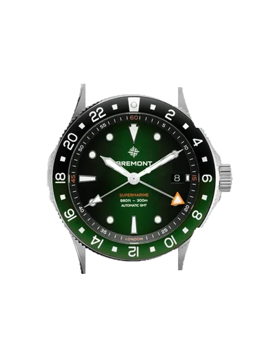 Supermarine SM40-GMT-SS-GNBK-B con Correa Grand Cavalier de cuero naranja