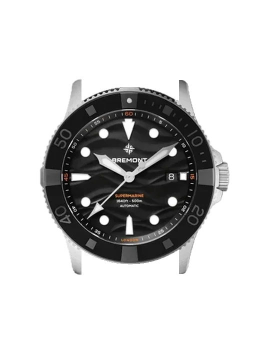 Supermarine SM43-DT-SS-BK-N-S mit Vintage Kalbslederarmband Braun — Natürliche Patina