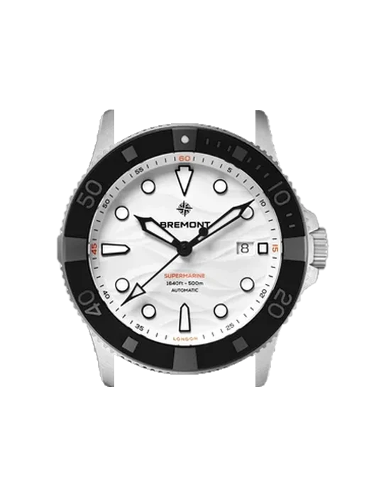 Supermarine SM43-DT-SS-WH-N-S mit Vintage Kalbslederarmband Braun — Natürliche Patina
