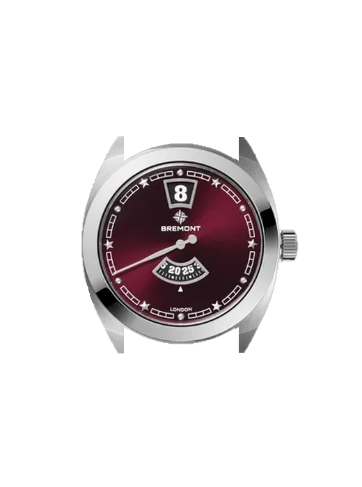 Terra TERRA-NOVA-35MM-JUMPING-HOUR-BURGUNDY-BRACELET avec Bracelet de montre en cuir de veau vintage marron — Patine naturelle