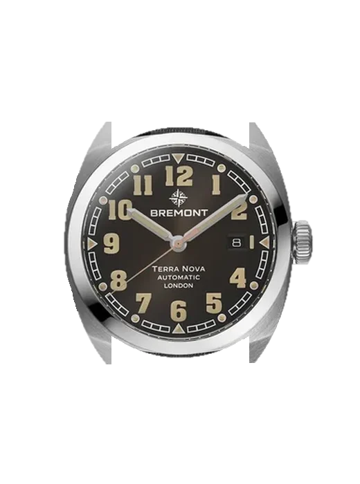 Terra TN40-DT-SS-BK-N-S with Vintage Brown Calfskin Strap — Natural Patina