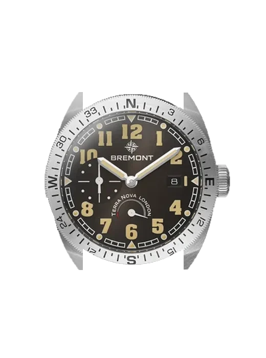 Terra TN40-PWR-SS-BK-N-S with Vintage Brown Calfskin Strap — Natural Patina