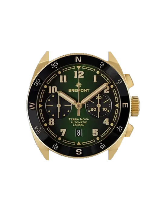 Terra TN42-CHR-BZ-GN-B con Correa de piel de becerro vintage marrón — Patina natural