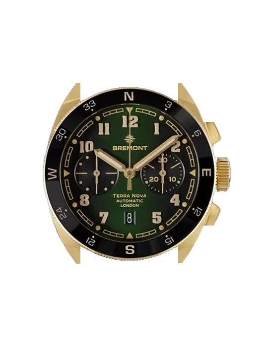 Terra TN42-CHR-BZ-GN-L-S avec Bracelet de montre en cuir de veau vintage marron — Patine naturelle
