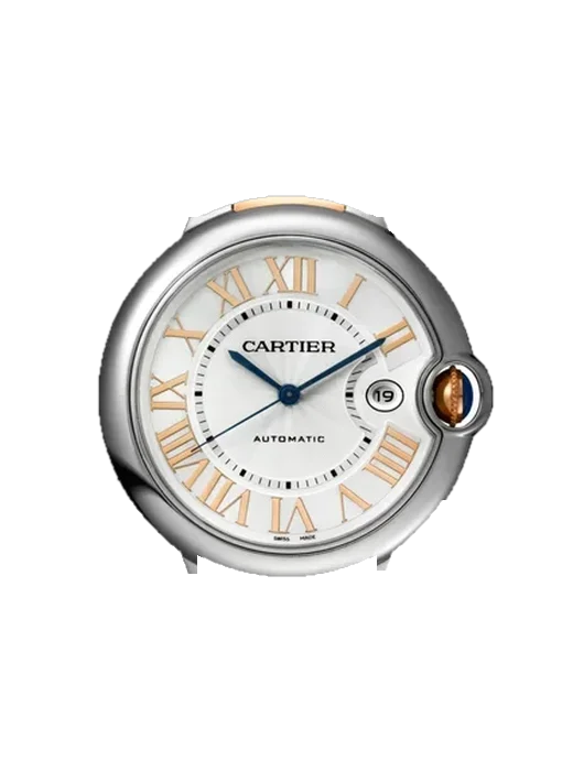 Ballon Blue de Cartier W6920095 with Vintage Brown Calfskin Strap — Natural Patina
