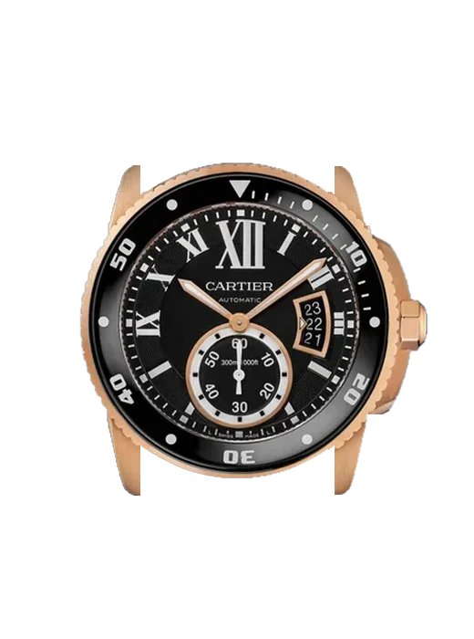Calibre de Cartier W7100052 with Vintage Brown Calfskin Strap — Natural Patina