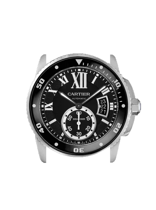 Calibre de Cartier W7100056 avec Bracelet de montre en cuir de veau vintage marron — Patine naturelle