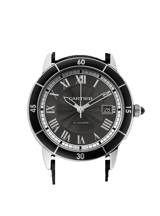 Ronde de Cartier WSRN0003 mit Vintage Kalbslederarmband Braun — Natürliche Patina