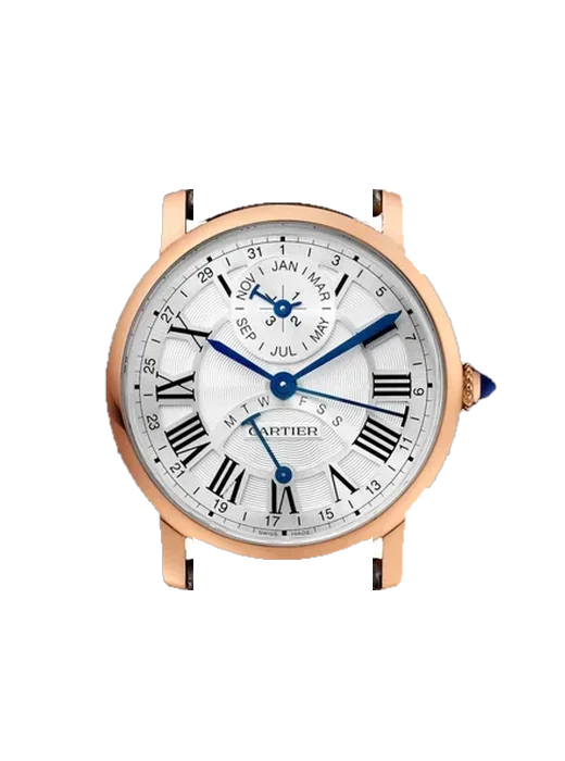 Rotonde de Cartier W1556217 mit Vintage Kalbslederarmband Braun — Natürliche Patina