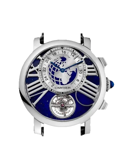Rotonde de Cartier W1556222 avec Bracelet de montre en cuir de veau vintage marron — Patine naturelle
