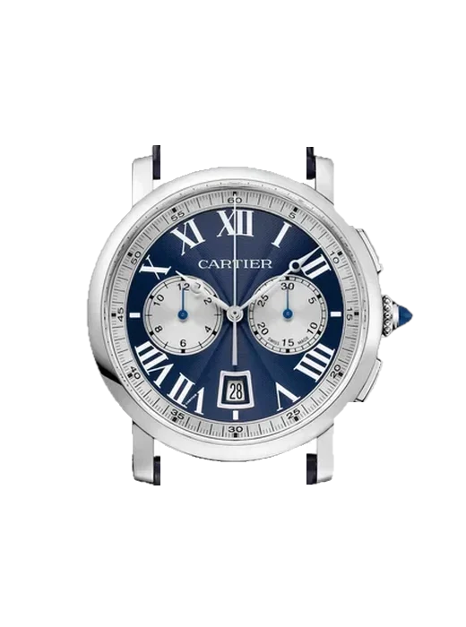 Rotonde de Cartier W1556239 mit Vintage Kalbslederarmband Braun — Natürliche Patina