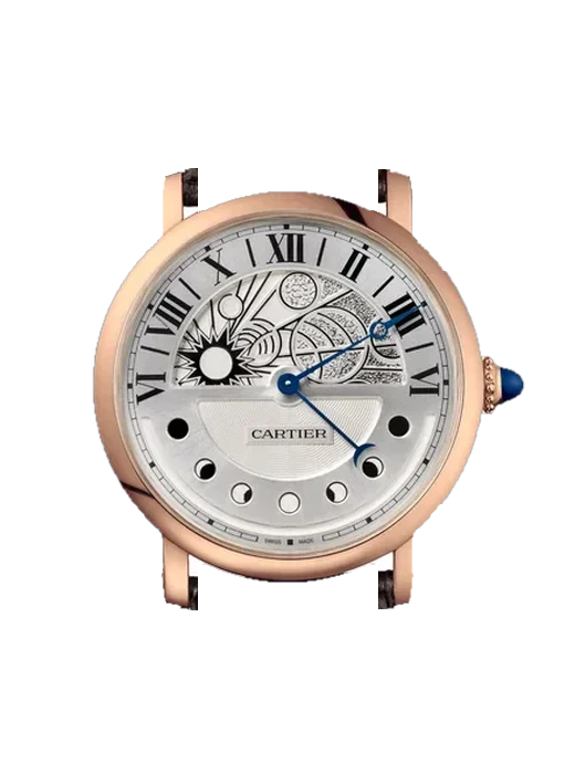 Rotonde de Cartier W1556243 avec Bracelet de montre en cuir de veau vintage marron — Patine naturelle