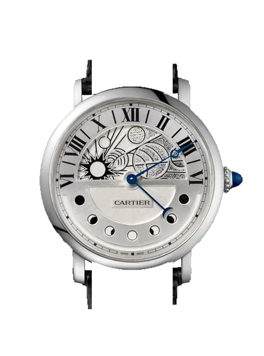 Rotonde de Cartier W1556244 with Vintage Brown Calfskin Strap — Natural Patina