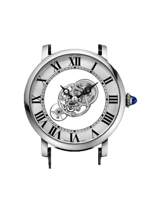Rotonde de Cartier W1556249 avec Bracelet de montre en cuir de veau vintage marron — Patine naturelle