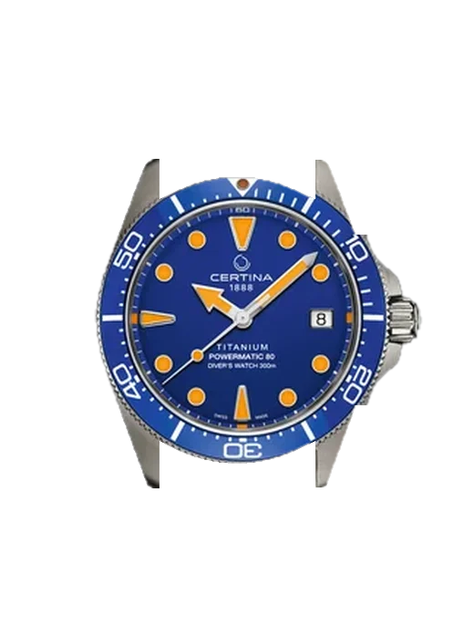 DS Action Diver 38mm Titanium C0488074404100 con Correa de piel de becerro vintage marrón — Patina natural