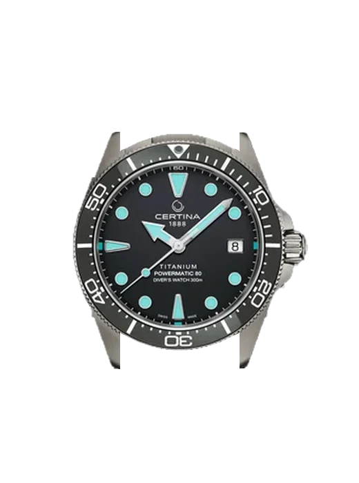 DS Action Diver 38mm Titanium C0488074408100 con Correa de piel de becerro vintage marrón — Patina natural