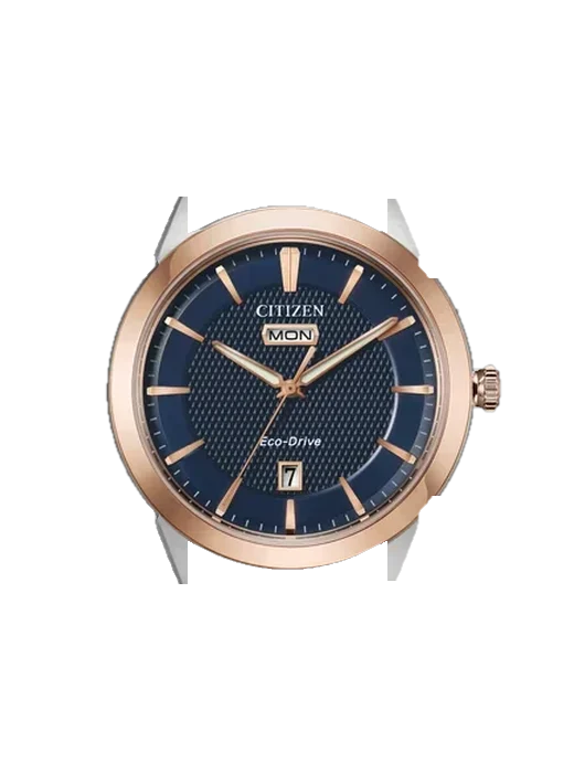 Eco-Drive AW0096-06L con Correa híbrida de piel de cocodrilo y caucho azul