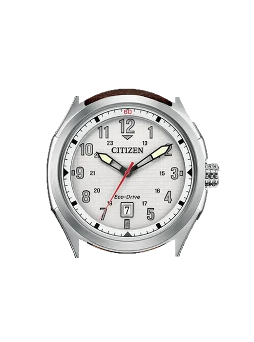 Eco-Drive AW1890-19B with Vintage Brown Calfskin Strap — Natural Patina