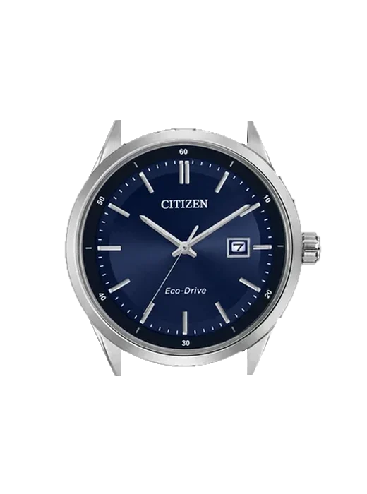 Eco-Drive BM7251-53L mit Hybrid Armband aus Alligator und Kautschuk Blau