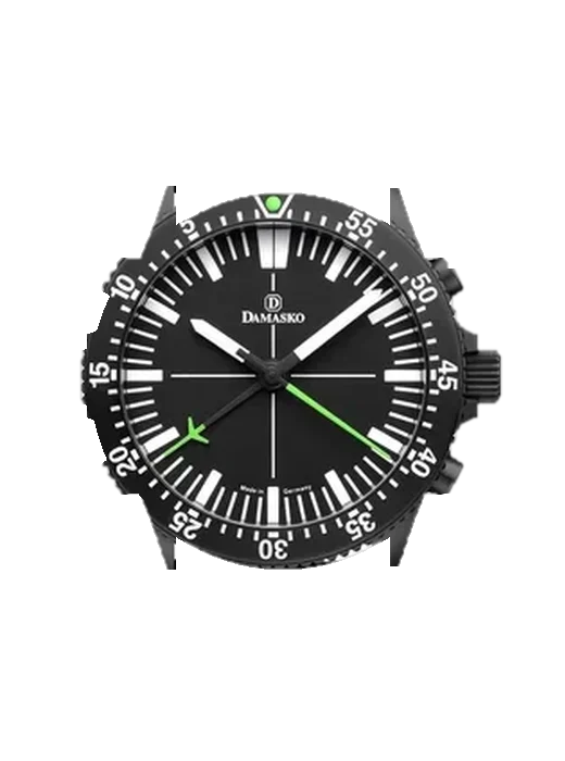 Chronographs DC80.green.black with Blue Alligator and Rubber Hybrid Strap