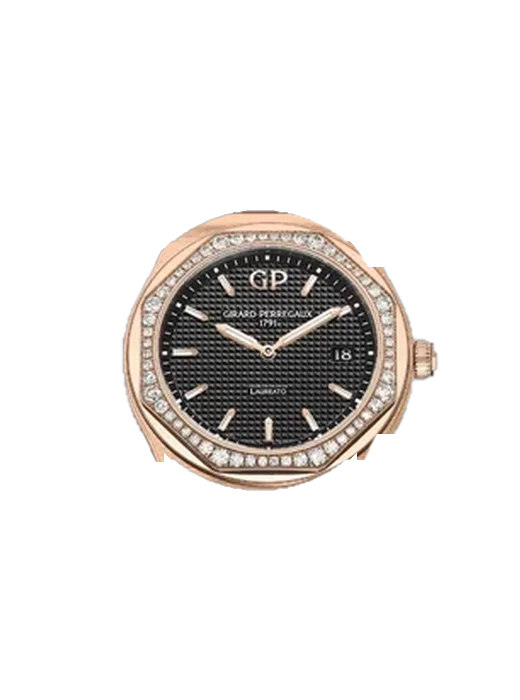 Laureato 80189D52A632-52A con Cinturino Alligatore Nubuck Nero con Cucitura Sur Tone a Mano