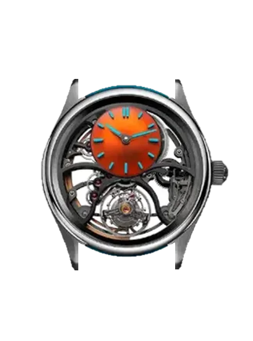 Pioneer Cylindrical Tourbillon 3811-1203 con Correa de piel de cocodrilo en nubuck negro con costuras a juego cosidas a mano