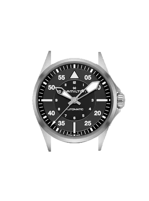 Khaki Aviation H76215130 with Vintage Brown Calfskin Strap — Natural Patina