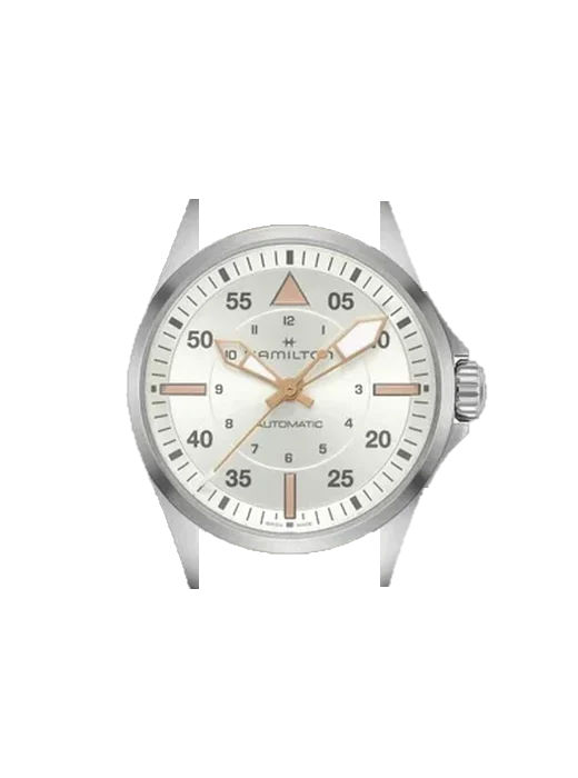 Khaki Aviation H76215850 with Vintage Brown Calfskin Strap — Natural Patina