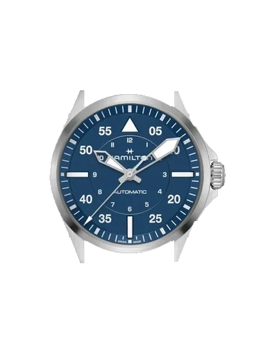 Khaki Aviation H76305140 with Grand Cavalier Leather Strap Orange