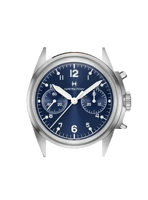 Khaki Aviation H76409540 with Vintage Brown Calfskin Strap — Natural Patina