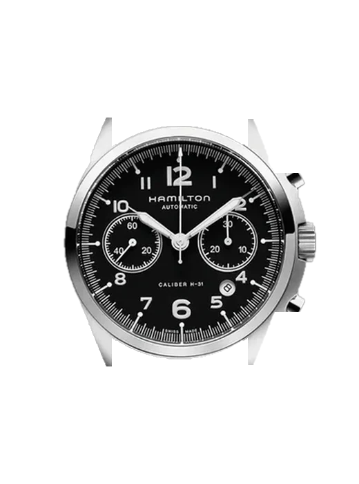 Khaki Aviation H76416135 with Vintage Brown Calfskin Strap — Natural Patina