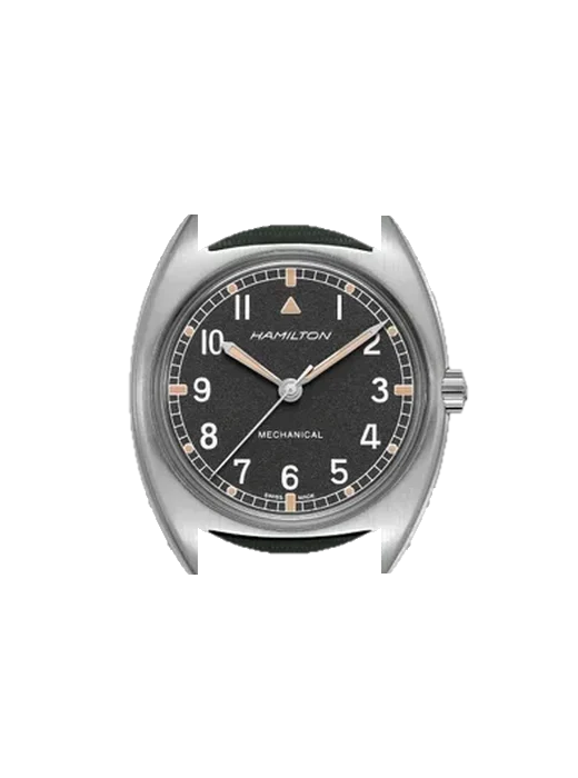Khaki Aviation H76419931 mit Vintage Kalbslederarmband Braun — Natürliche Patina