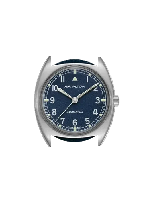 Khaki Aviation H76419941 with Vintage Brown Calfskin Strap — Natural Patina