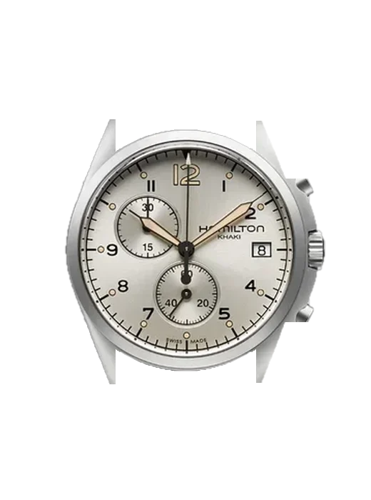 Khaki Aviation H76512755 with Vintage Brown Calfskin Strap — Natural Patina