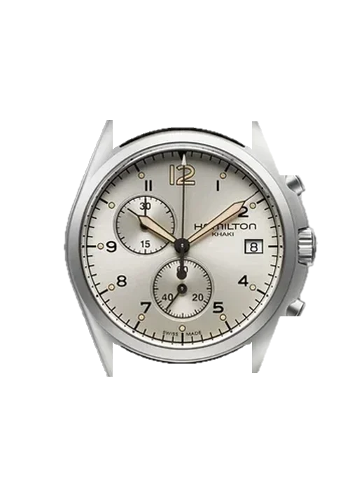 Khaki Aviation H76552955 con Cinturino Vitello Vintage Marrone — Patina Naturale