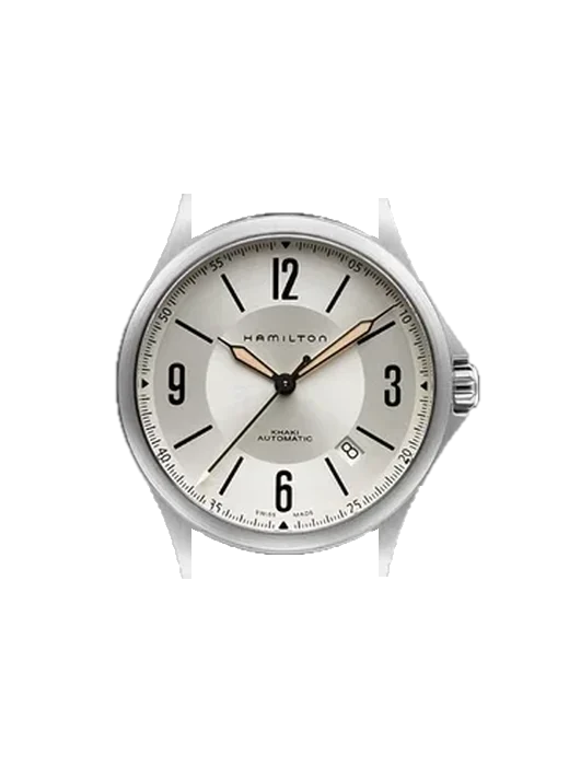 Khaki Aviation H76565125 with Vintage Brown Calfskin Strap — Natural Patina