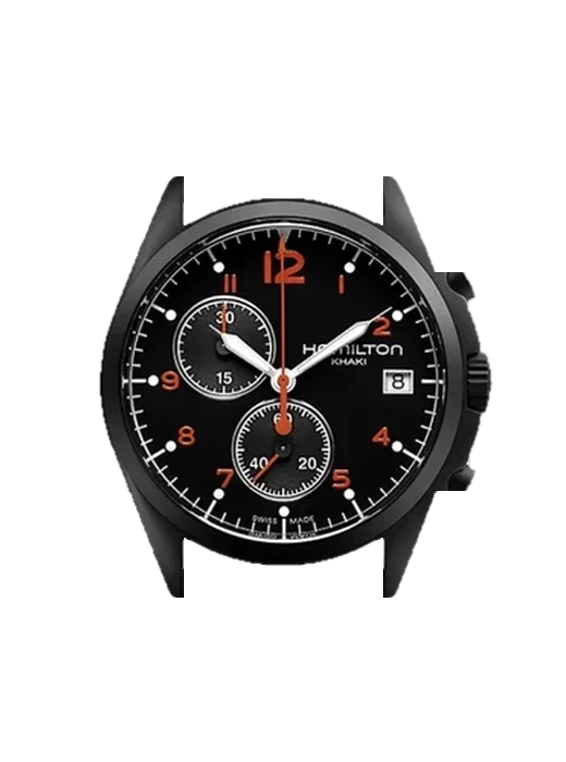 Khaki Aviation H76582733 con Cinturino Grand Cavalier Cuir Arancione