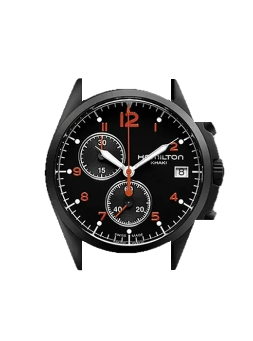 Khaki Aviation H76582933 with Grand Cavalier Leather Strap Orange