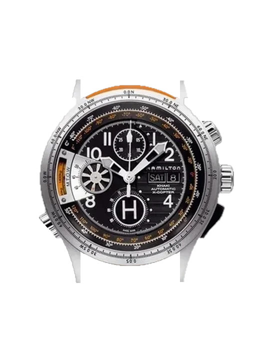 Khaki Aviation H76616933 with Vintage Brown Calfskin Strap — Natural Patina
