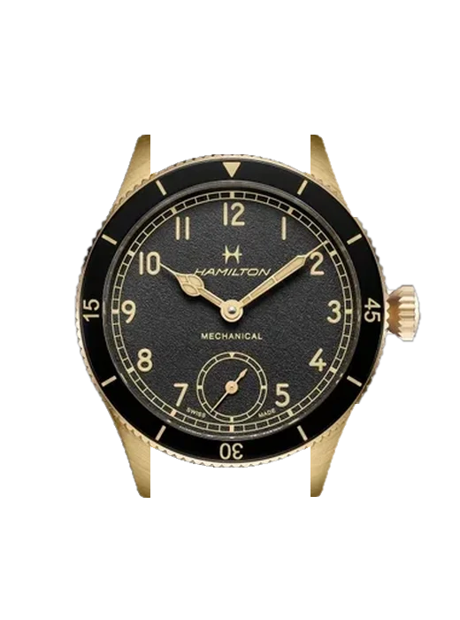 Khaki Aviation H76709530 con Cinturino Grand Cavalier Cuir Arancione