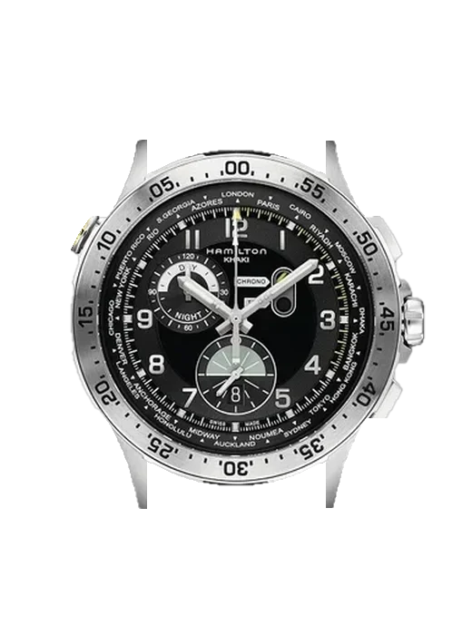 Khaki Aviation H76714735 avec Bracelet de montre en cuir de veau vintage marron — Patine naturelle