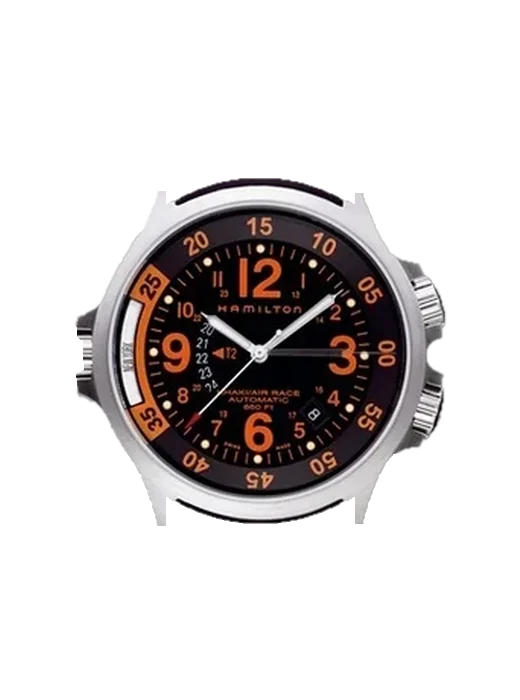 Khaki Aviation H77665373 con Cinturino Grand Cavalier Cuir Arancione